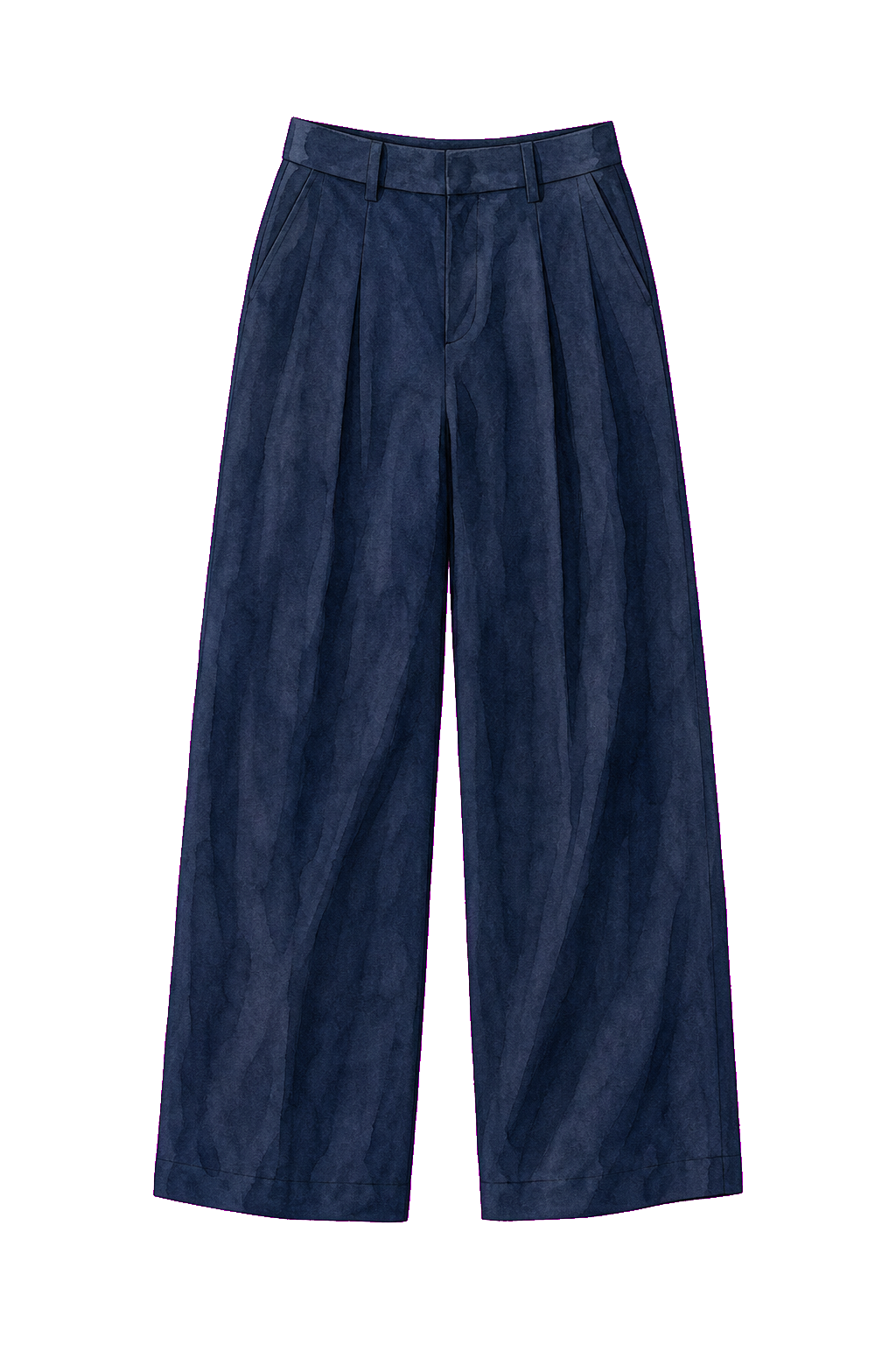 Navy Linen Wide-Leg Trousers