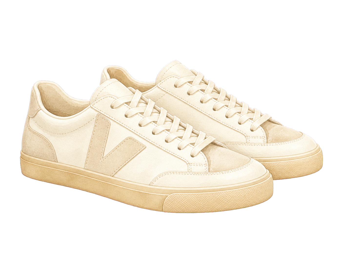 Cream Structured Sneakers