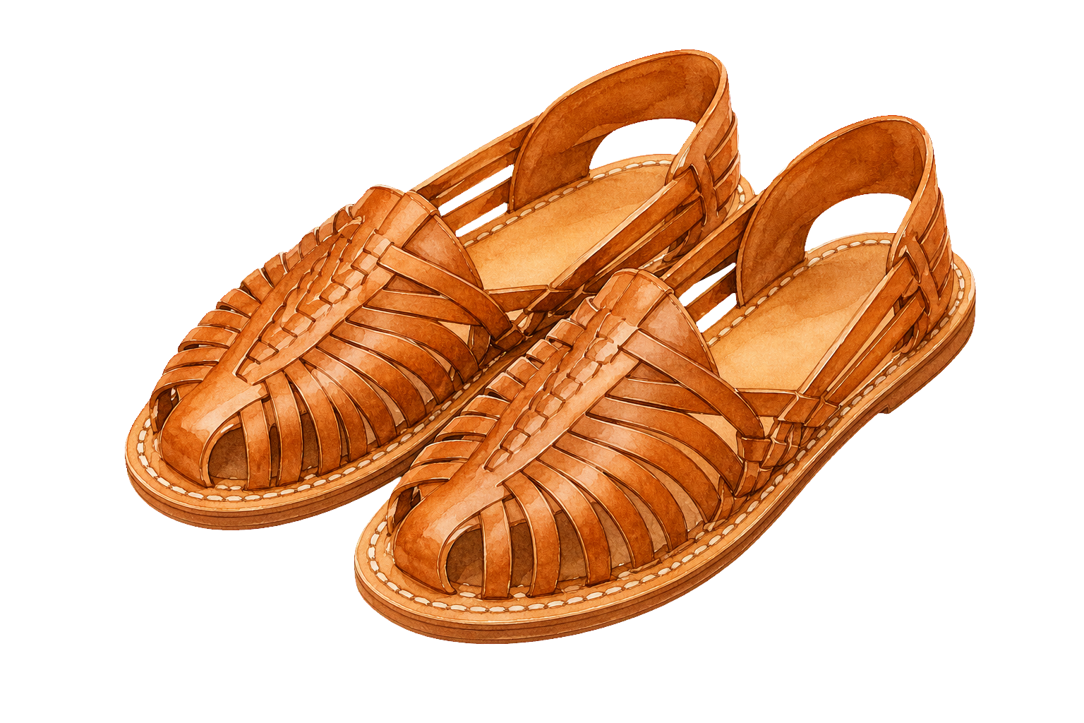 Cognac Mexican Leather Huarache Sandals