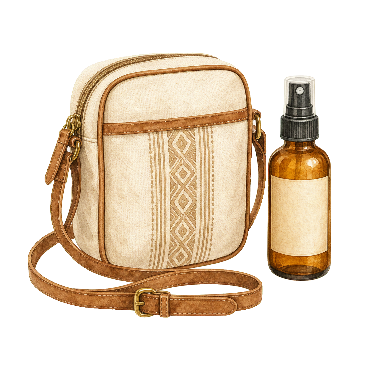 Natural Canvas Crossbody And Insect Repellent