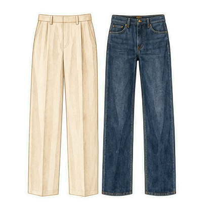 Tailored Trousers And Dark Denim