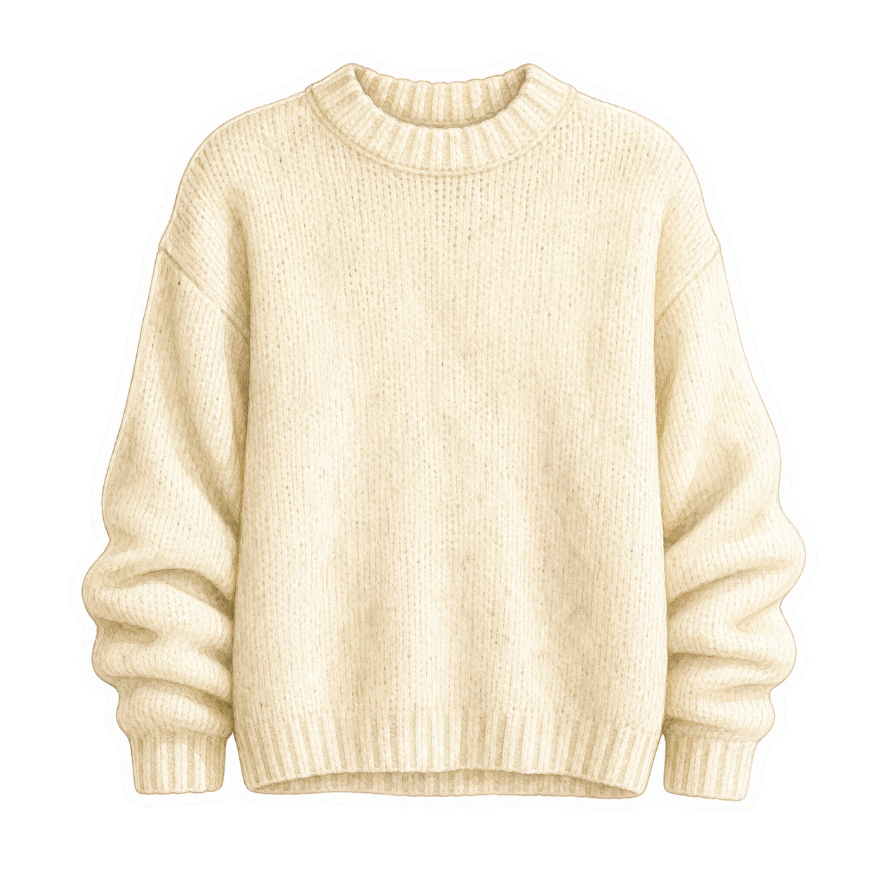 Oatmeal Heavy-Gauge Wool Crew Knit