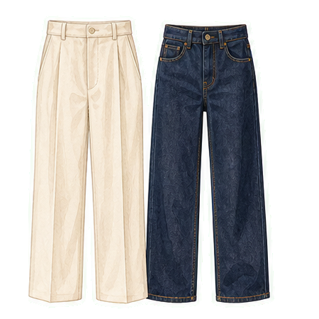 Tailored Trousers And Dark Denim