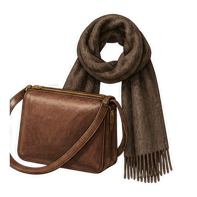 Leather Crossbody And Wool Scarf