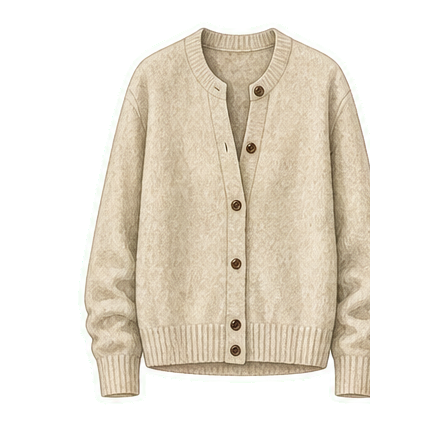 Neutral Mid-Weight Wool Cardigan