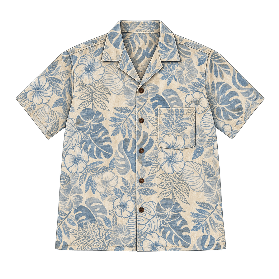 Muted Reverse-Print Aloha Shirt