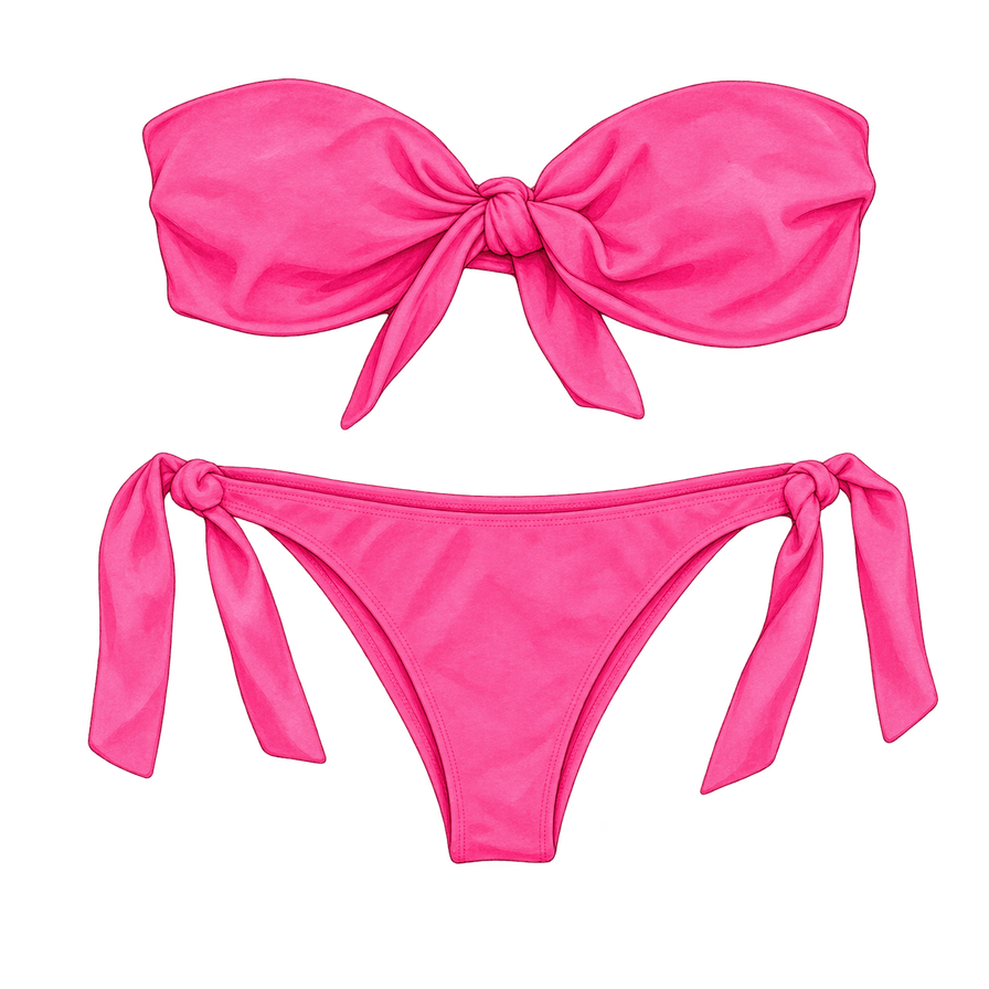 Hot-Pink Bandeau Bikini